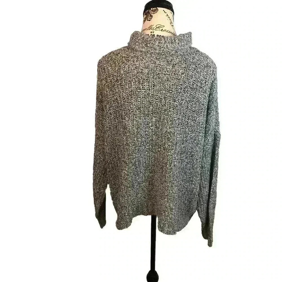 American Eagle Gray Boxy Mock Neck Sweater Ribbed Knit Slouchy Oversized Size M - Picture 3 of 5